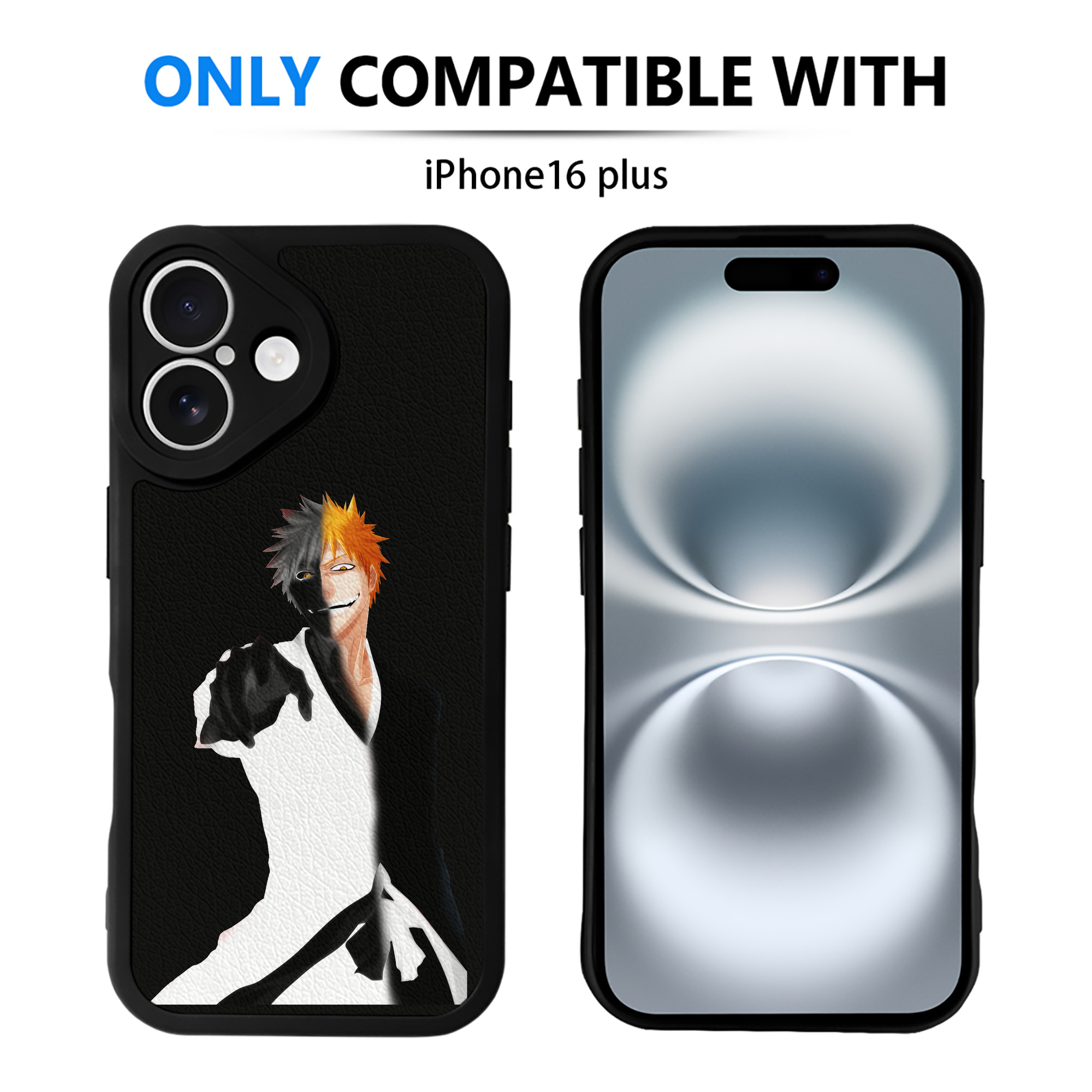 ブリーチ 黒崎一護（くろさき いちご）BLEACH Kurosaki Ichigo 【iPhone 16シリーズ対応】シリコンスマホケース（レザー調） 材質：シリコン